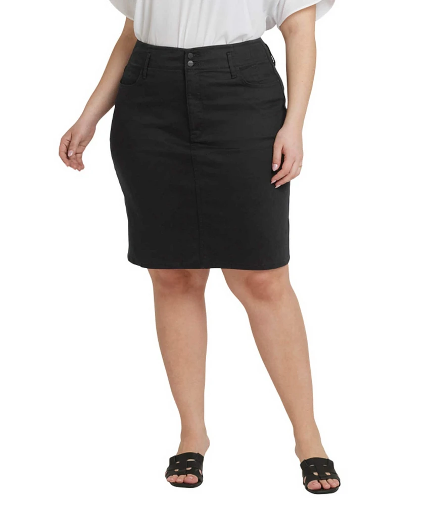 NYDJ Plus Size Hollywood High Waisted 4-Pocket Style Pencil Denim Skirt