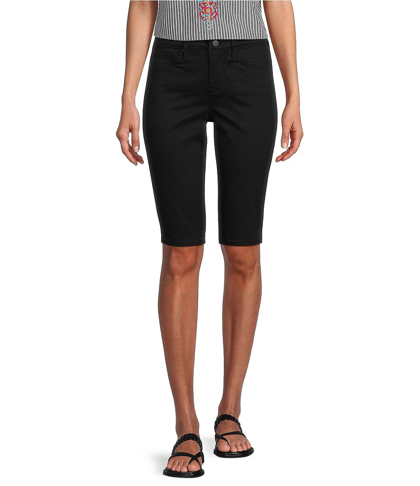 NYDJ Side Slit Hem Rivet Bike Stretch Denim Bermuda Shorts