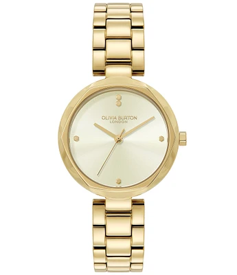 Olivia Burton Women's Dimension T-Bar Quartz Analog Gold Tone Stainless Steel Bracelet Watch