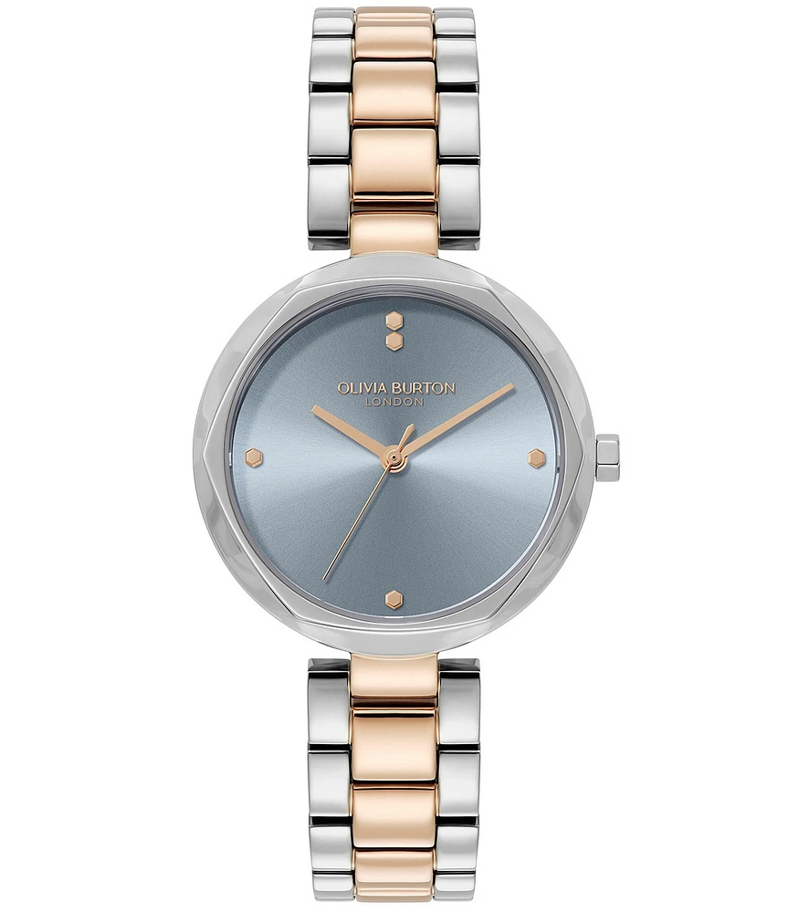 Olivia Burton Women's Dimension T-Bar Quartz Analog Two Tone Stainless Steel Bracelet Watch