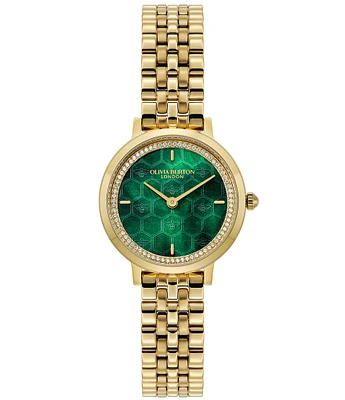 Olivia Burton Women's Honeycomb Ultra Slim Quartz Analog Gold Tone Stainless Steel Bracelet Watch