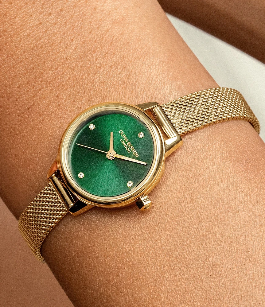 Olivia Burton Women's Mini Quartz Analog Gold Tone Stainless Steel Mesh Bracelet Watch