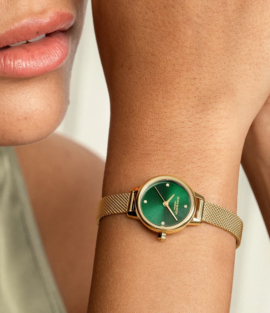 Olivia Burton Women's Mini Quartz Analog Gold Tone Stainless Steel Mesh Bracelet Watch