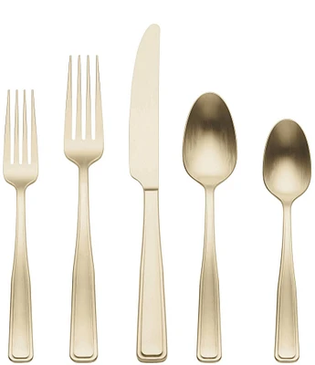 Oneida Reid Vintage Champagne Tumbled 20 Piece Flatware Set