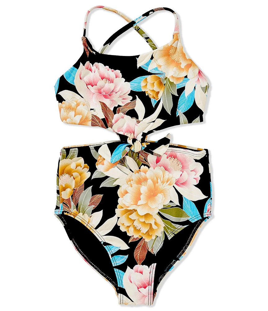 O'Neill Big Girls Mikah Printed Knot-Front One-Piece Swimsuit