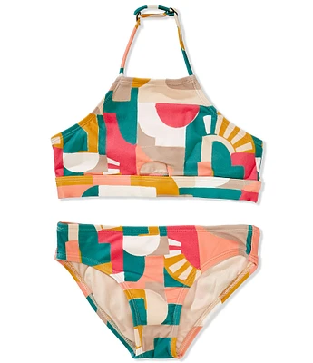O'Neill Big Girls Lisbon Geo Peekaboo High Neck Two-Piece Swimsuit