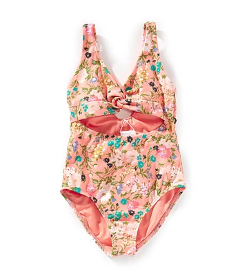 O'Neill Big Girls Kelly Floral Twisted Design Allover Print One-Piece Tank Swimsuit