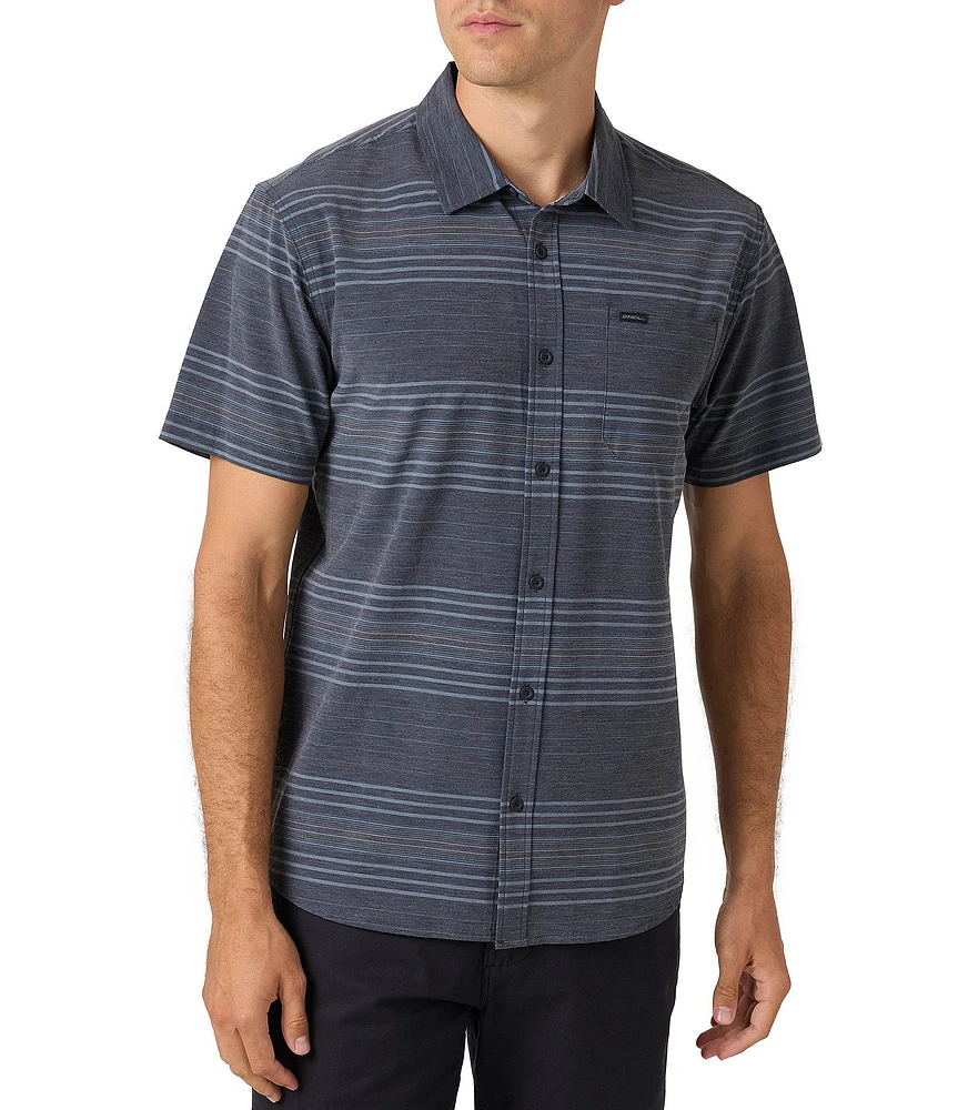 O'Neill TRVLR UPF Traverse Standard Fit Short Sleeve Striped Woven Shirt