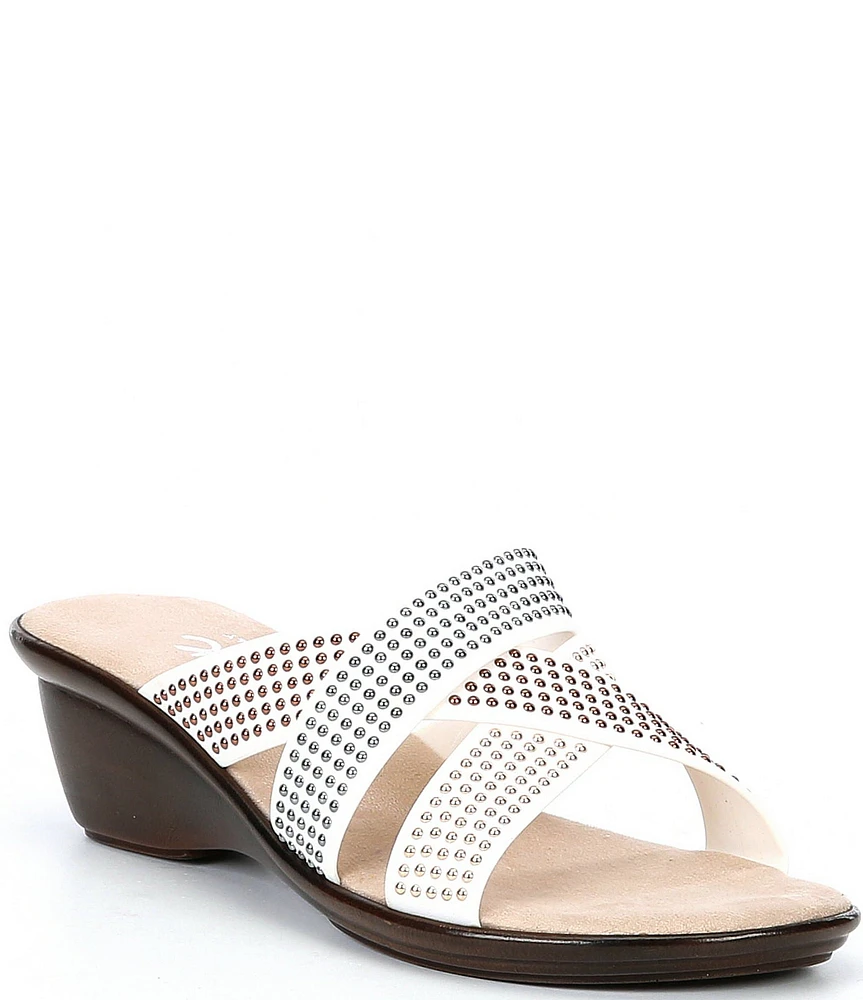 Onex Prelude Rhinestone Embellished Wedge Slide Sandals