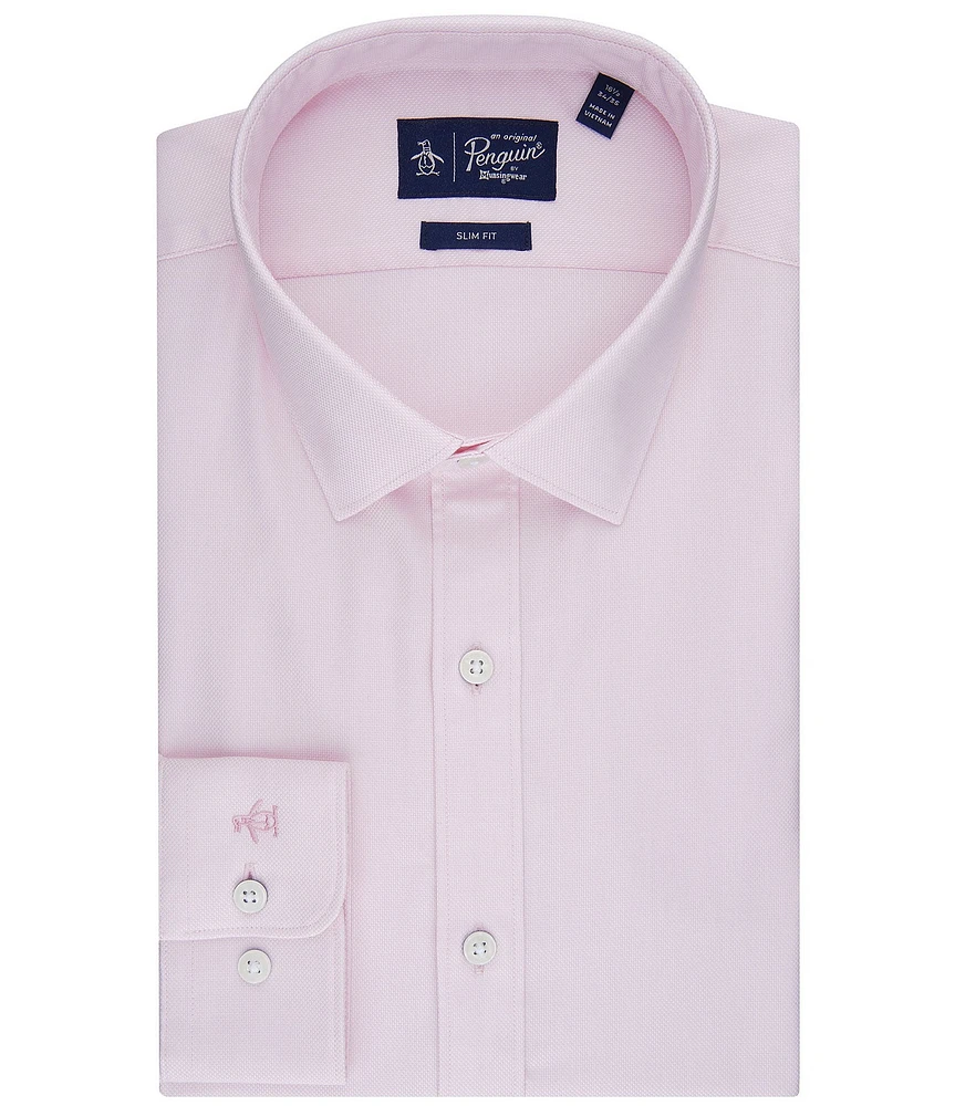 Original Penguin Slim Fit Stretch Spread Collar Royal Oxford Dress Shirt