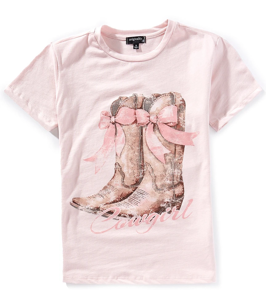 Originality Big Girls Short-Sleeve Cowgirl Boots Graphic T-Shirt