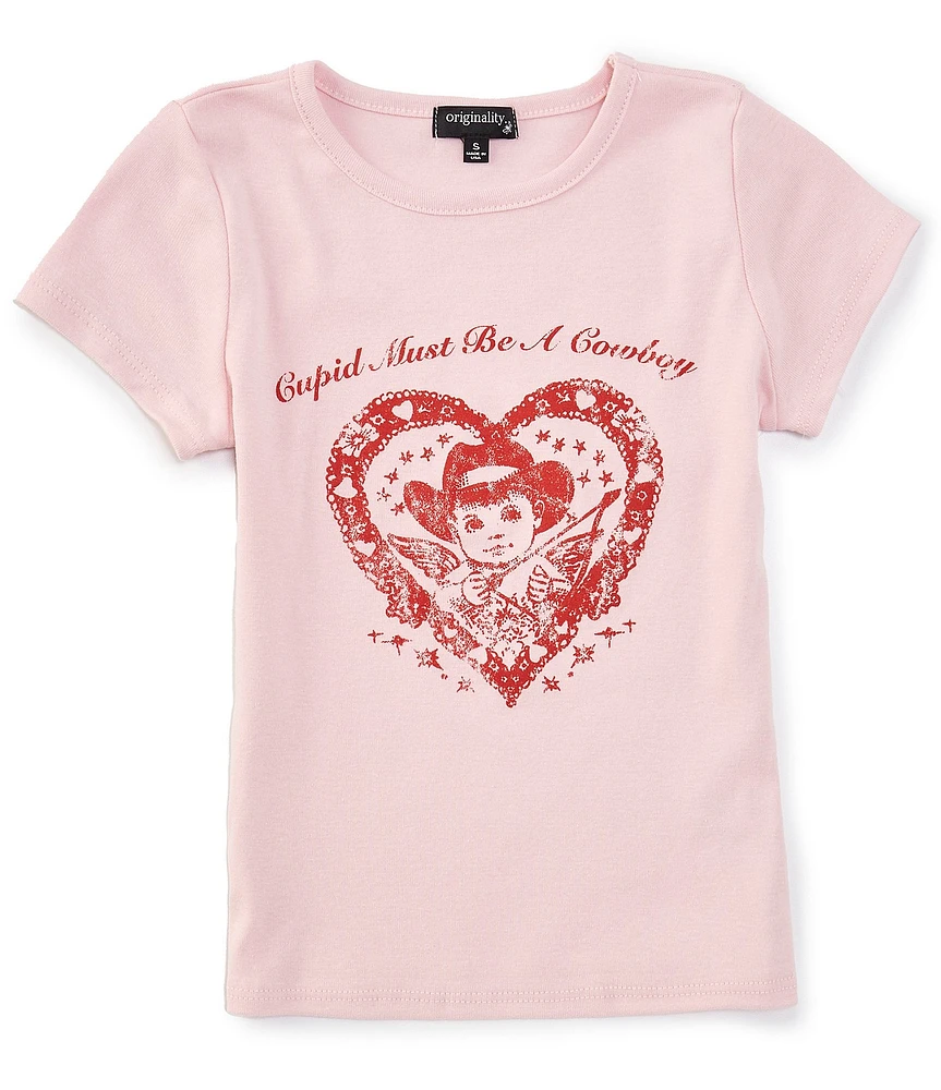 Originality Big Girls Short Sleeve Cupid Cowboy Graphic T-Shirt