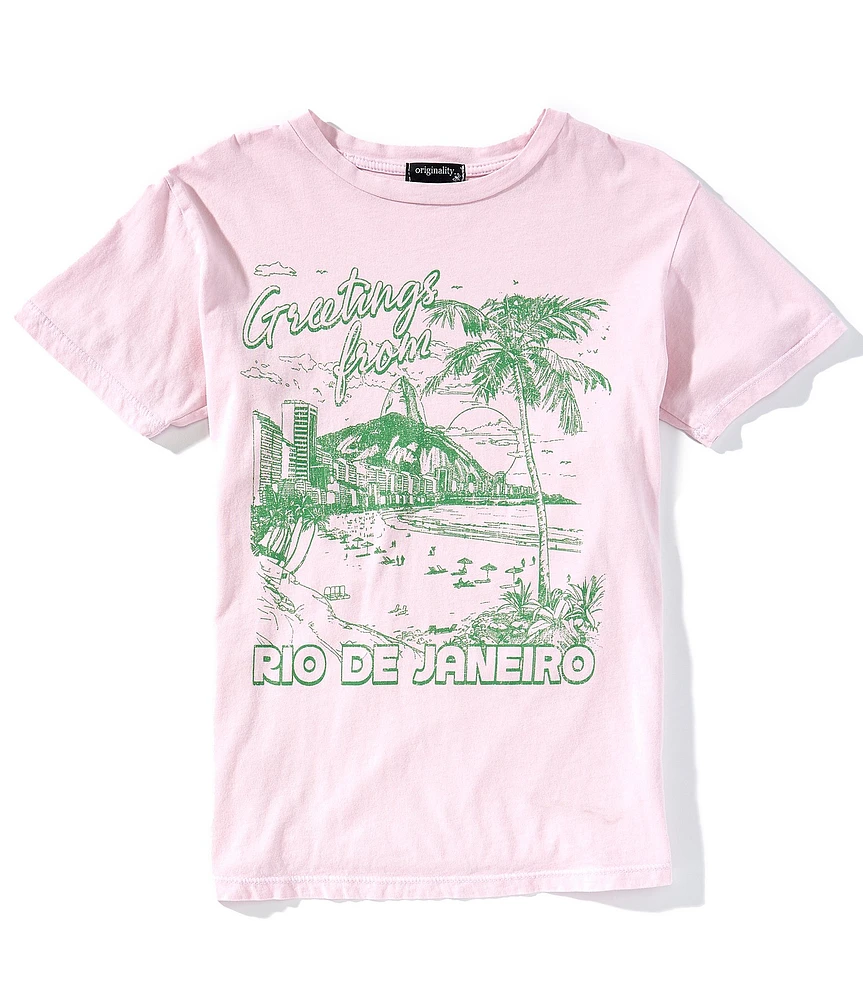 Originality Big Girls Short Sleeve Greetings From Rio De Janeiro Baby T-Shirt