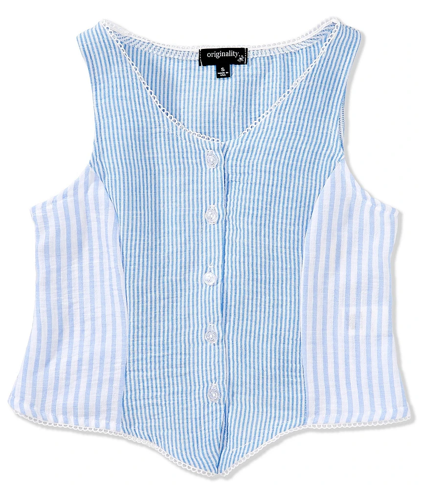Originality Big Girls Sleeveless Striped Vest