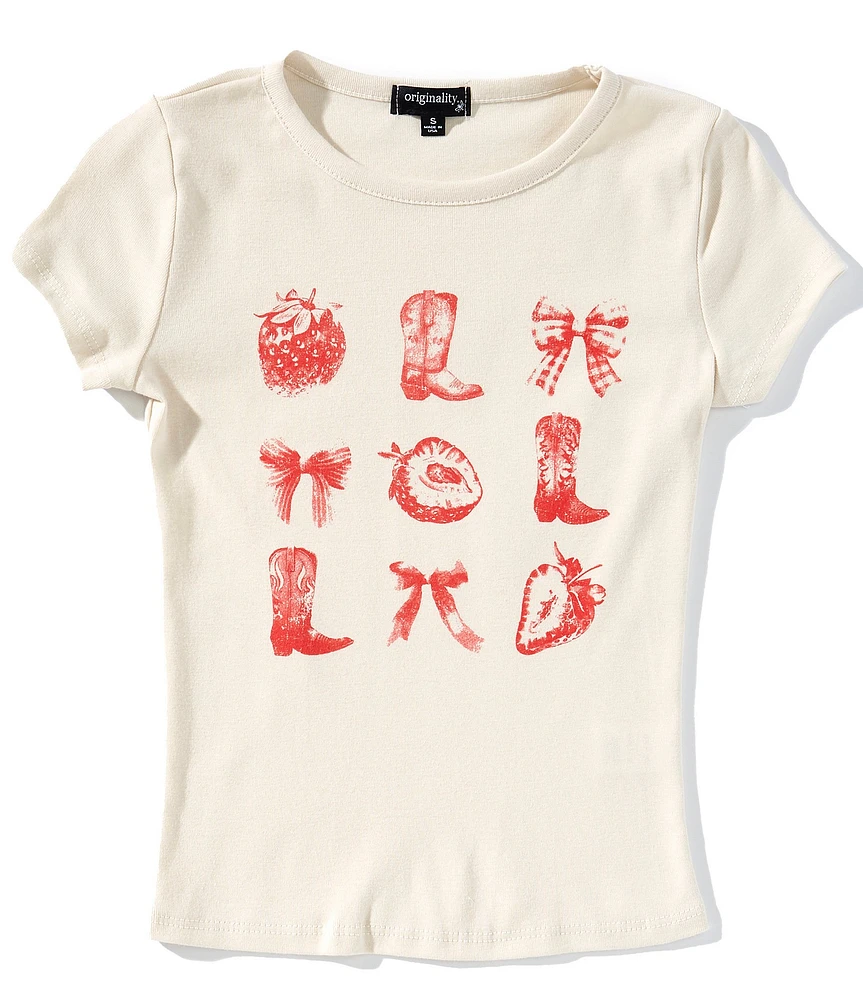 Originality Big Girls Strawberris & Boots Graphic T-Shirt