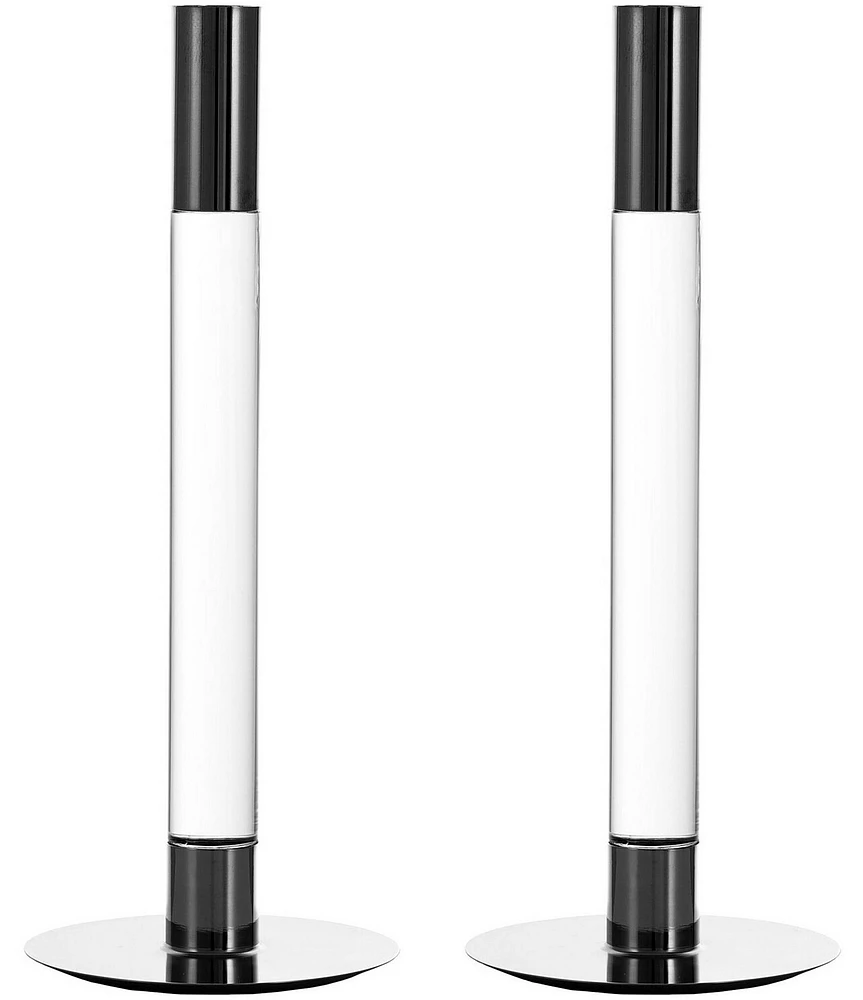 Orrefors Lumiere Silver Candlesticks, Set of 2