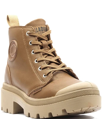 Palladium Pallabase Leather Logo Detail Lace-Up Lug Sole Booties