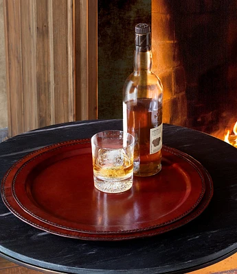 Park Hill Hudson Leather Round Trays, Set of 2