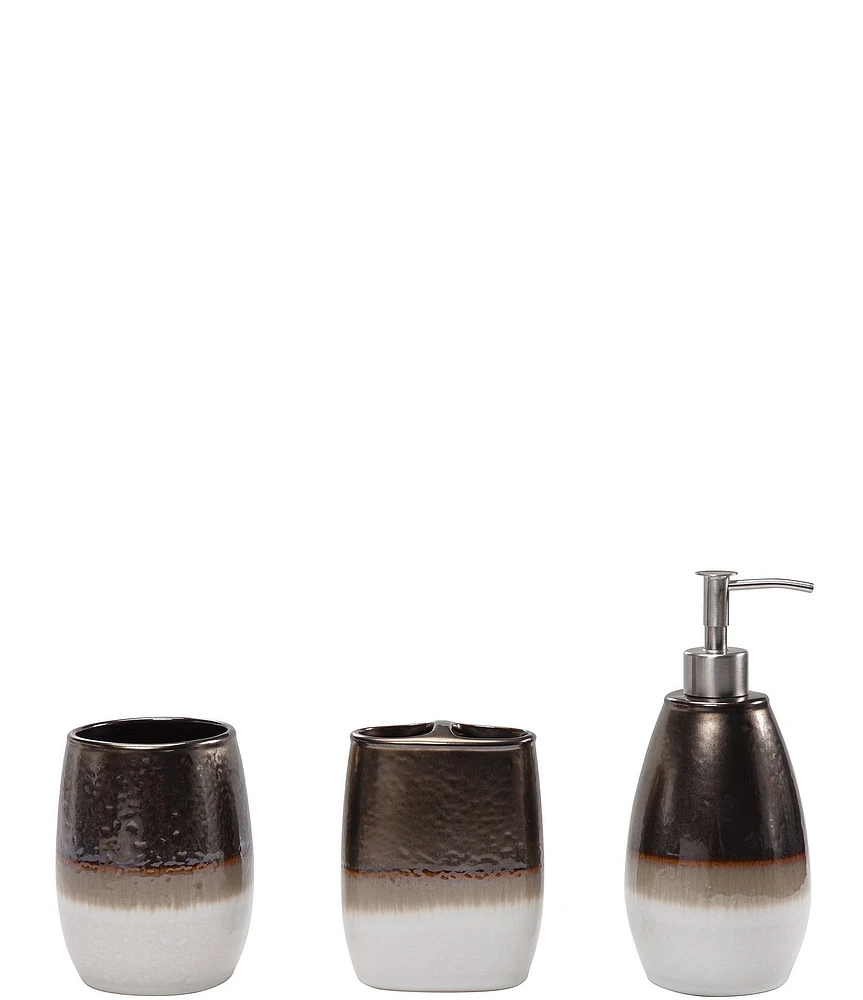 HiEnd Accents x Paseo Road Gilded Stoneware 3-Piece Bath Countertop Accessory Set