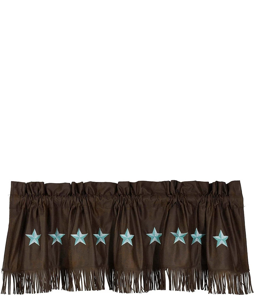 HiEnd Accents x Paseo Road Laredo Western Fringe Star Embroidered Window Valance