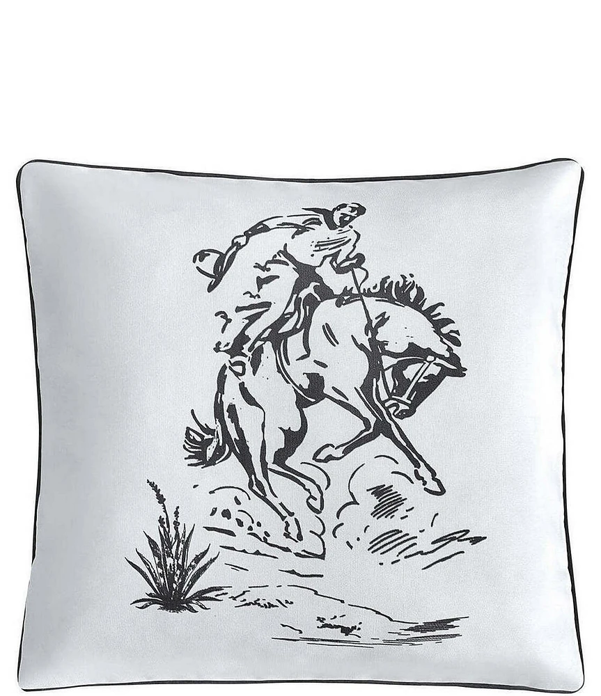 HiEnd Accents x Paseo Road Ranch Life Western Bronc Rider Indoor/Outdoor Reversible Square Pillow