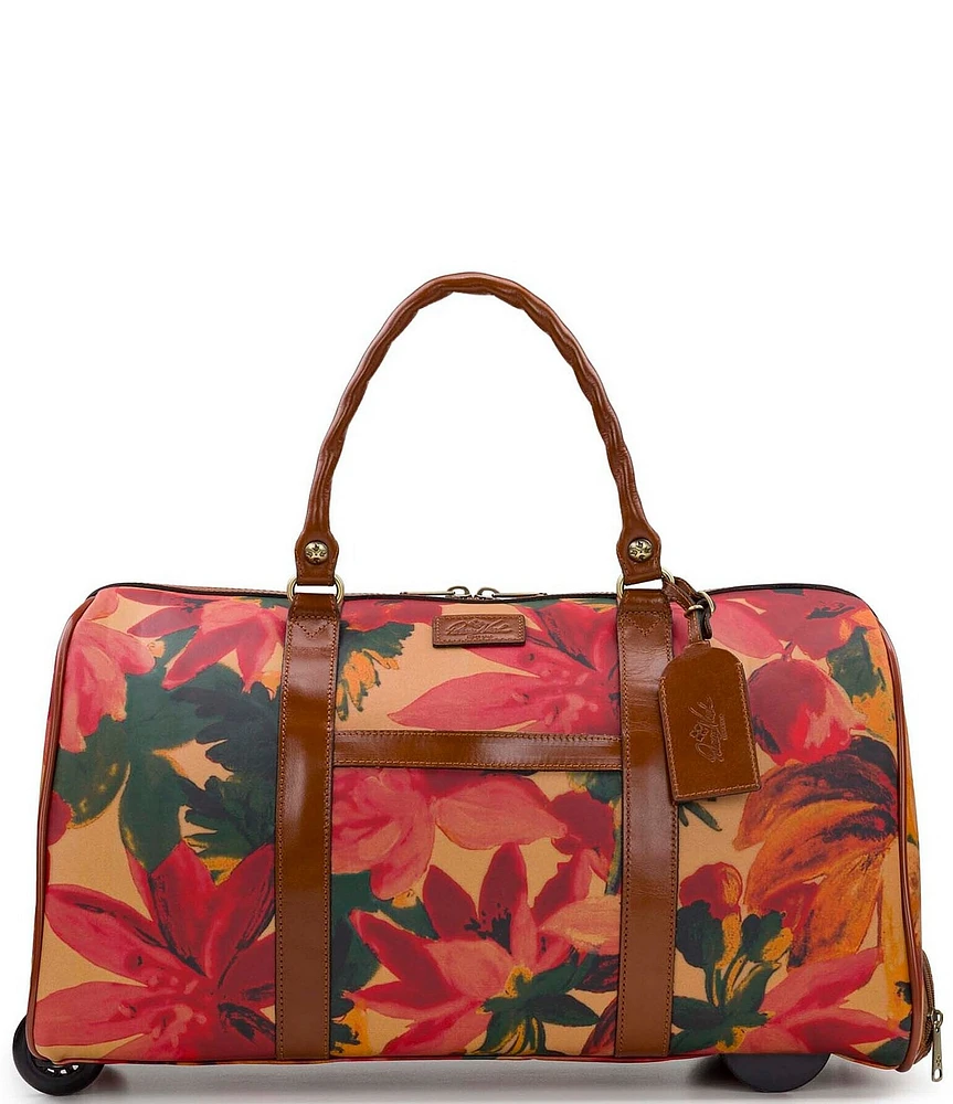 Patricia Nash Avola Spring Multi Patina Coated Linen Canvas Trolley Duffel