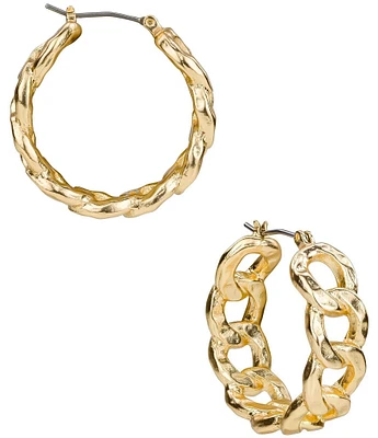Patricia Nash Hammered Chain Link Hoop Earrings