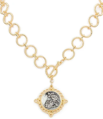 Patricia Nash Toggle Rose Short Chain Pendant Necklace