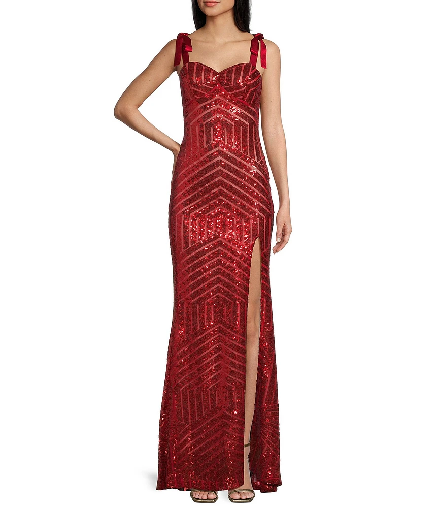 Pear Culture Sequin Mesh Sweetheart Neck Spaghetti Strap Dress