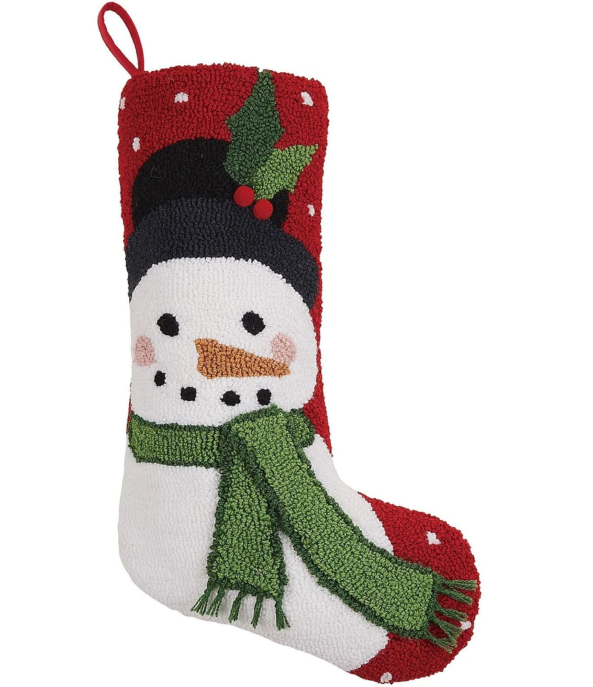 Peking Handicraft Snowman with Pom Wool Hooked Holiday Stocking