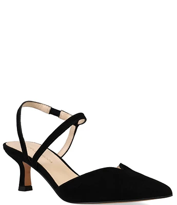 Pelle Moda Kearn Suede Asymmetric Ankle Strap Pumps