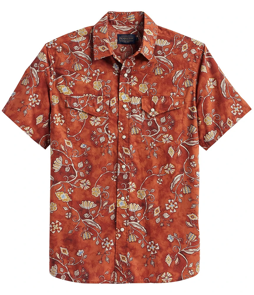 Pendleton Laramie Batik Floral Print Short Sleeve Woven Shirt