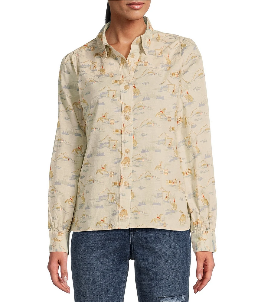 Pendleton Winona Ranch Rodeo Western Print Puff Sleeve Blouse