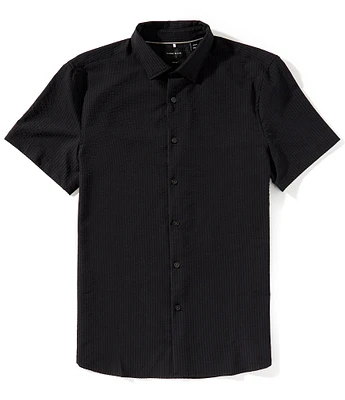Perry Ellis Big & Tall Slim Fit Seersucker Performance Stretch Short Sleeve Woven Shirt