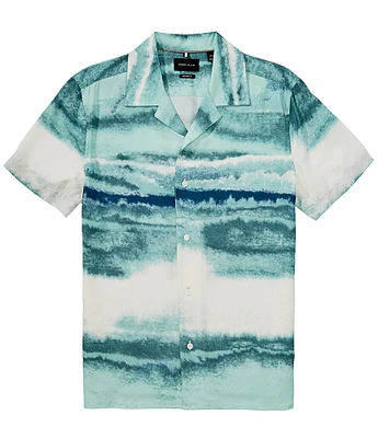 Perry Ellis Big & Tall Wave Print Short Sleeve Woven Camp Shirt