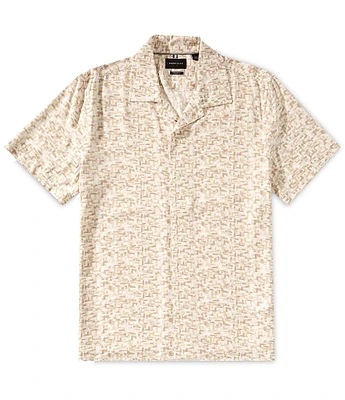 Perry Ellis Brushstroke Print Poplin Short Sleeve Woven Camp Shirt