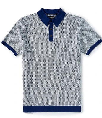 Perry Ellis Geo Short Sleeve Polo Sweater