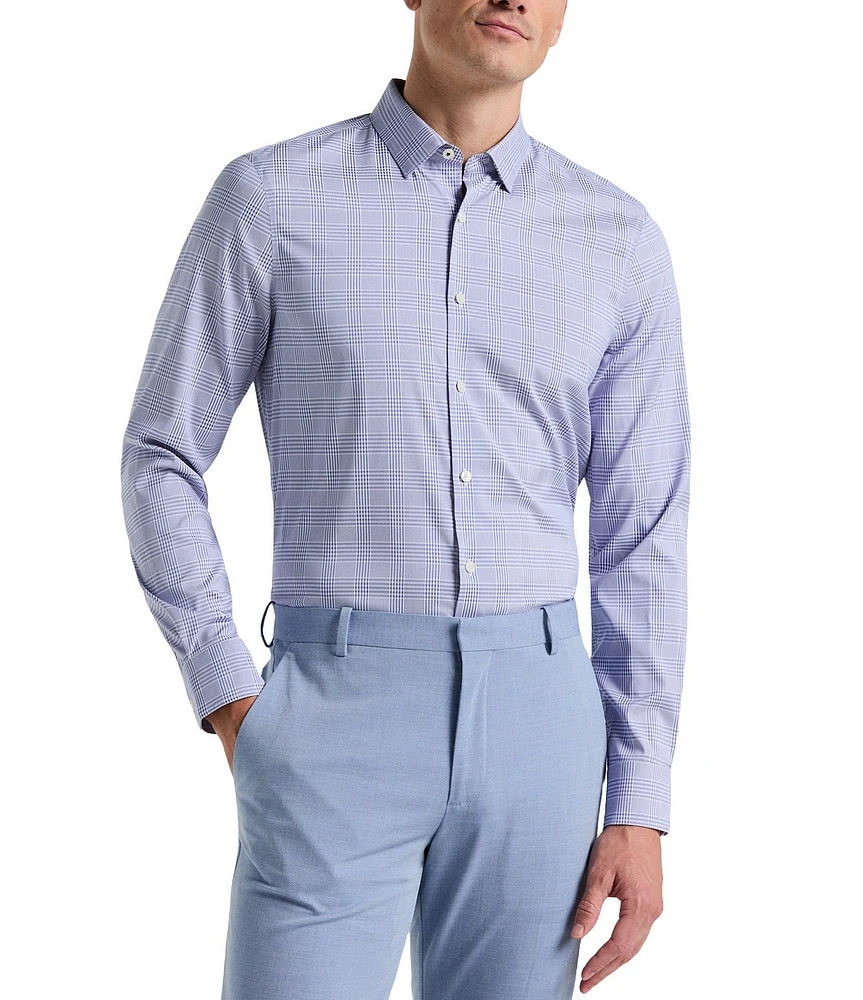 Perry Ellis Performance Stretch Plaid Long Sleeve Woven Shirt