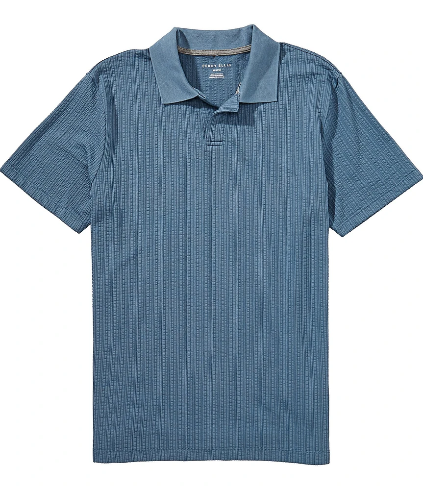 Perry Ellis Seersucker Short Sleeve Polo Shirt