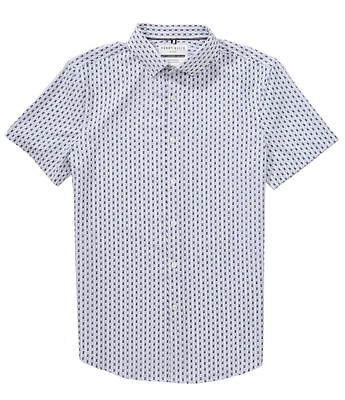 Perry Ellis Slim Fit Geo Stripe Performance Stretch Short Sleeve Woven Shirt