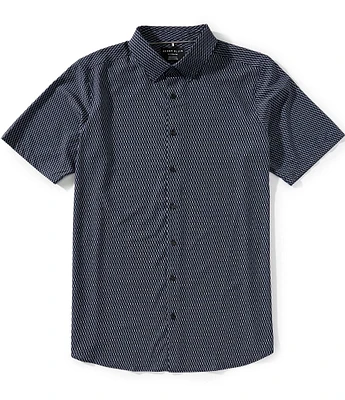 Perry Ellis Slim Fit Stretch Geo Print Short Sleeve Woven Shirt
