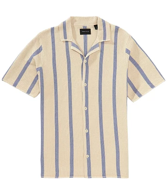 Perry Ellis Stripe Short Sleeve Woven Camp Shirt