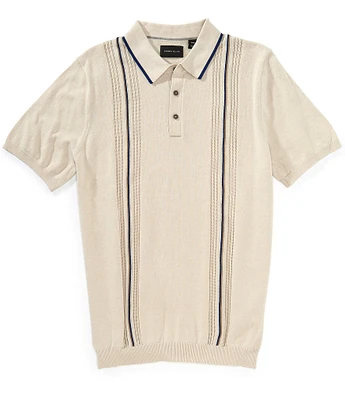 Perry Ellis Vertical Stripe Short Sleeve Polo Shirt