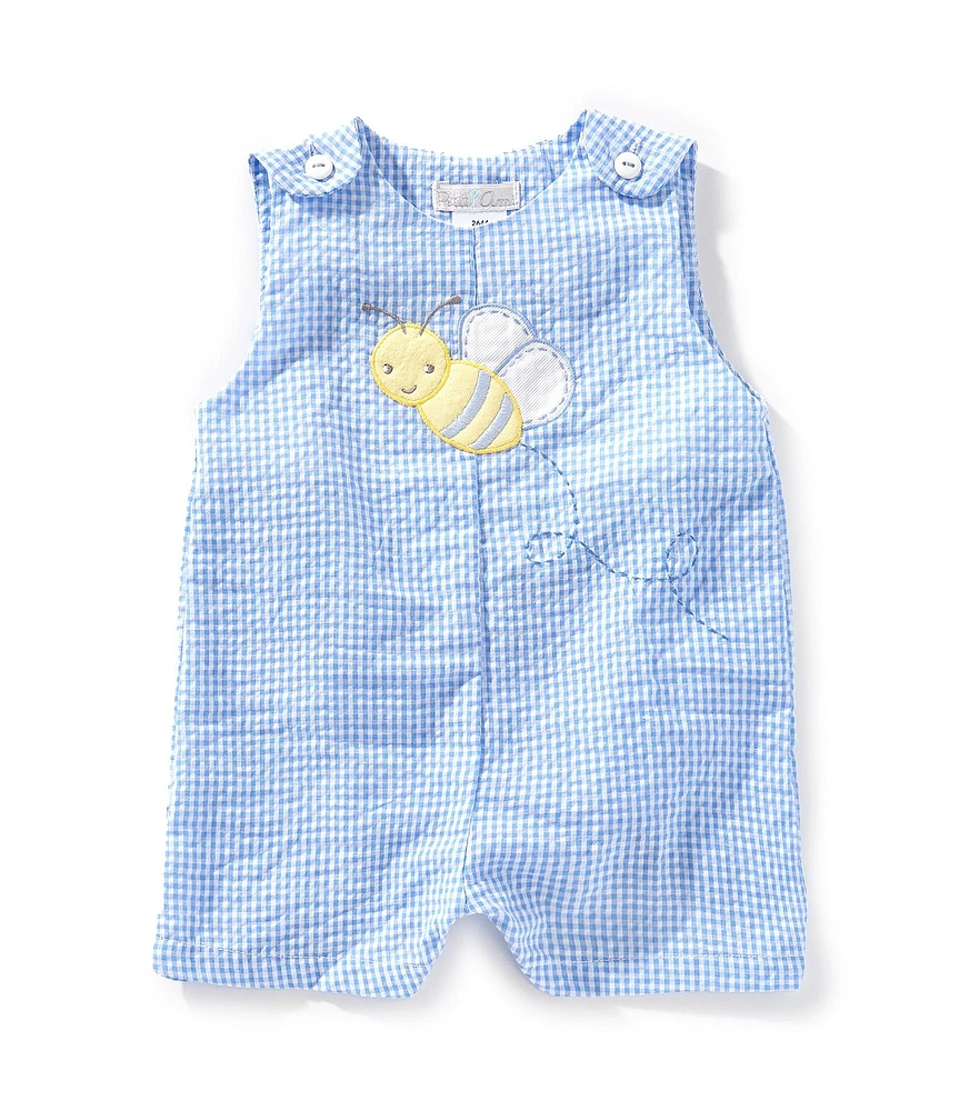 Petit Ami Baby Boys Sleeveless Gingham Bumblebee Shortall