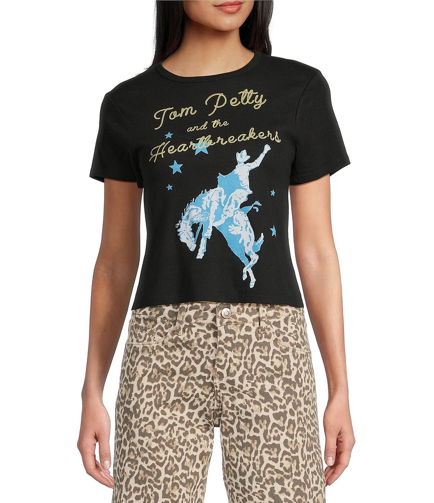 Philcos Tom Petty Horse Graphic Crewneck Short Sleeve Cropped T-Shirt