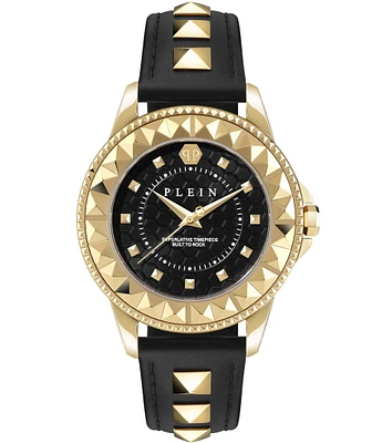 Philipp Plein Women's Lady Rock Analog Black Leather Studded Strap Watch