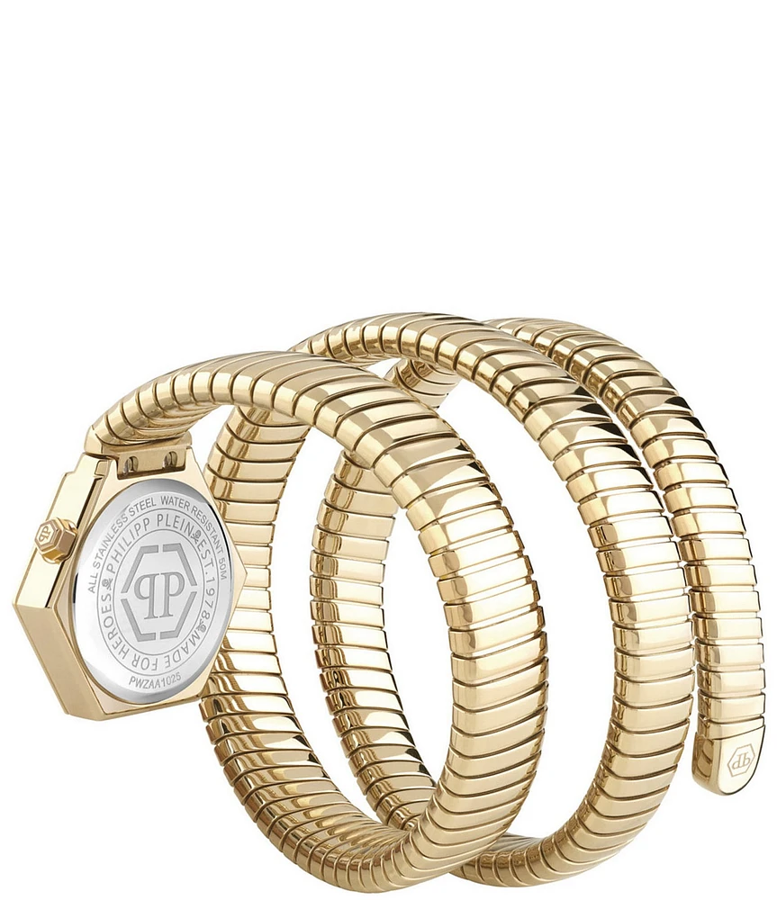 Philipp Plein Women's Snake Hexagon Analog Gold Tone Stainless Steel Bracelet Watch