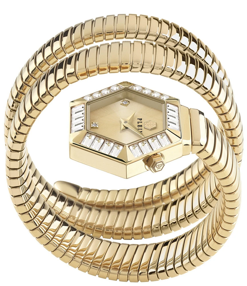 Philipp Plein Women's Snake Hexagon Analog Gold Tone Stainless Steel Bracelet Watch