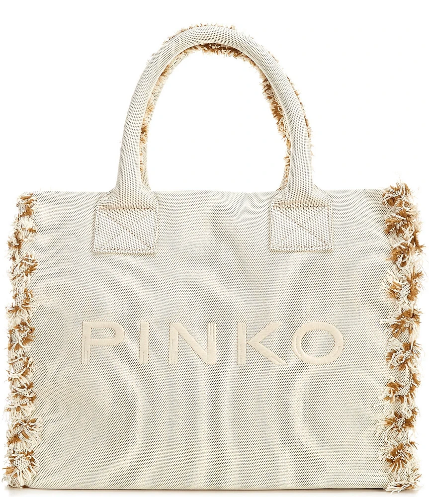 PINKO Logo Canvas Beach Tote Bag