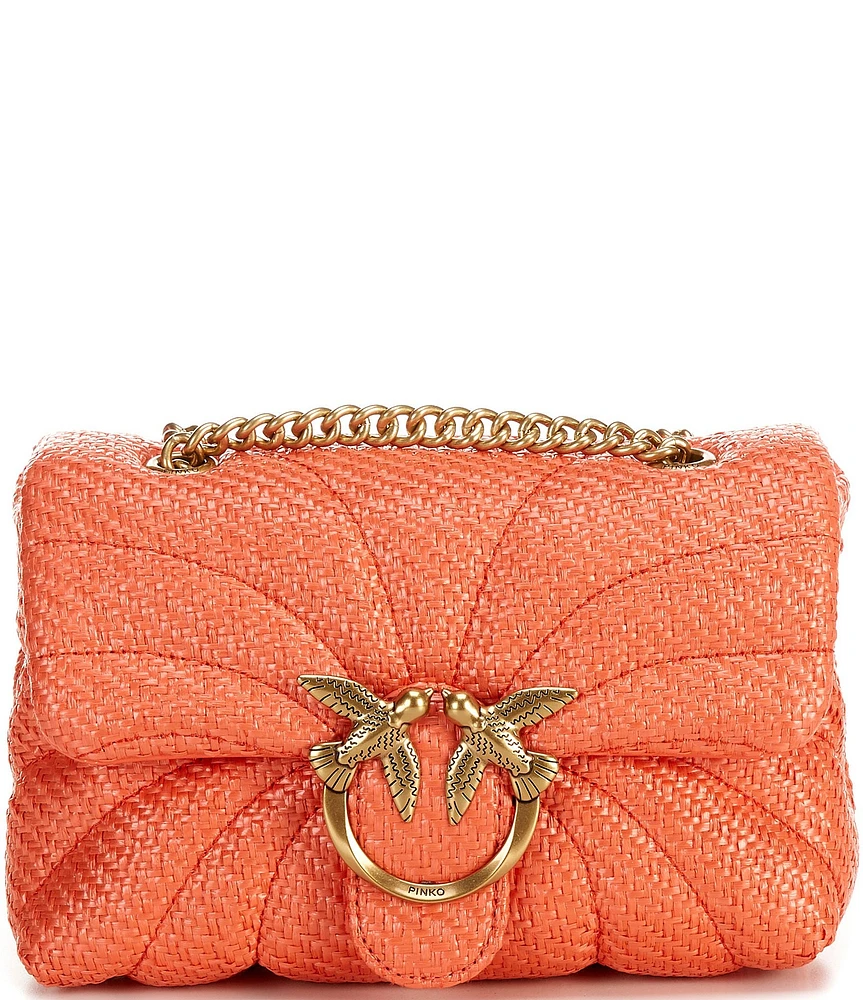 PINKO Love Bag Puff Mini Raffia Convertible Shoulder Bag